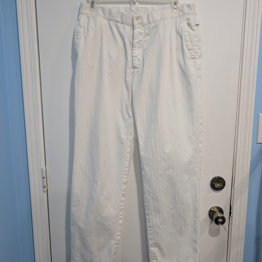Polo Ralph Lauren Men's White Cotton Pants Size 36L Long 36x33 Preppy